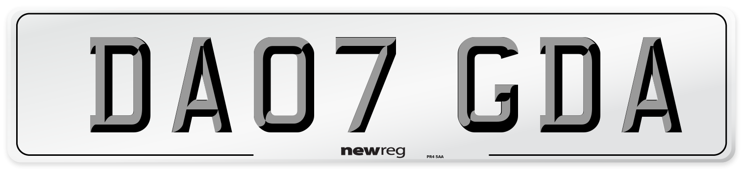 DA07 GDA Number Plate from New Reg